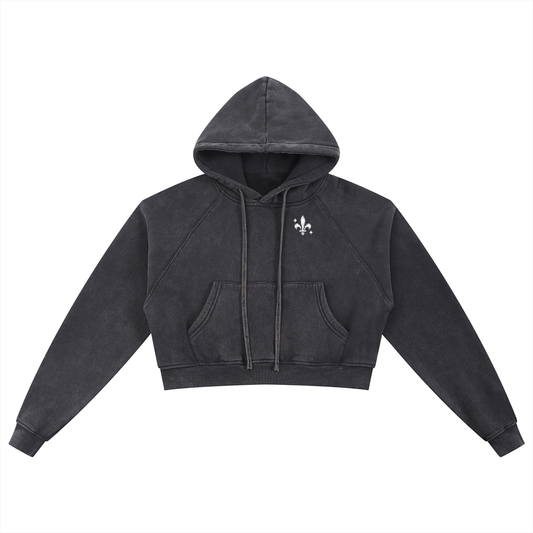 Women’s Snow Washed Cropped Hoodie – Dark Harvest Drop | Ljiljan Atletika