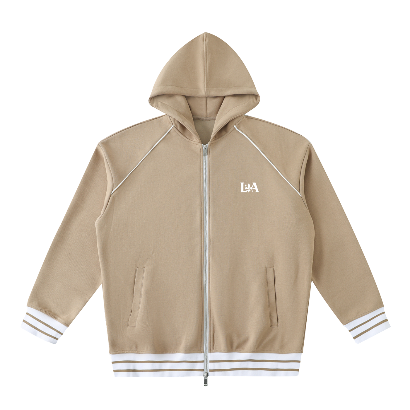 Unisex Striped Trim Zip-Up Hoodie (Multi-Color) | Ljiljan Atletika