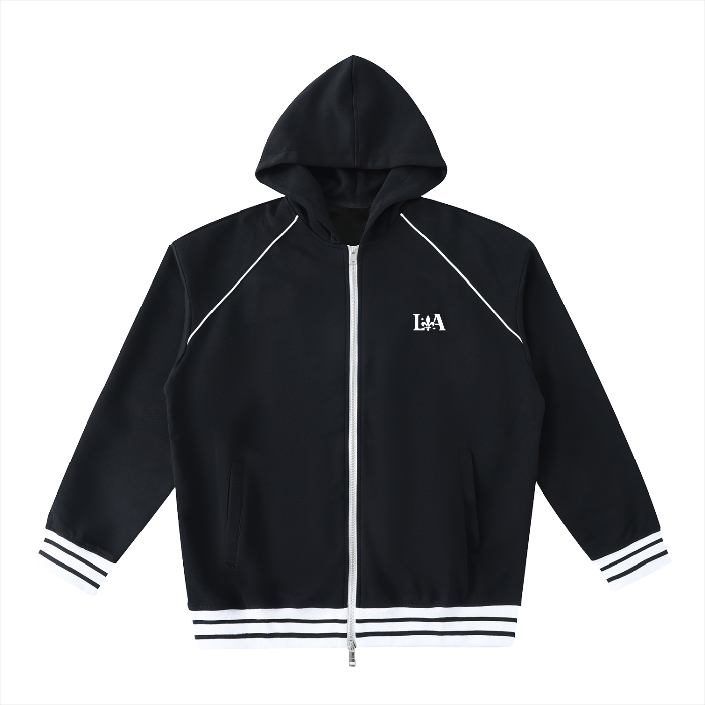 Unisex Striped Trim Zip-Up Hoodie (Multi-Color) | Ljiljan Atletika