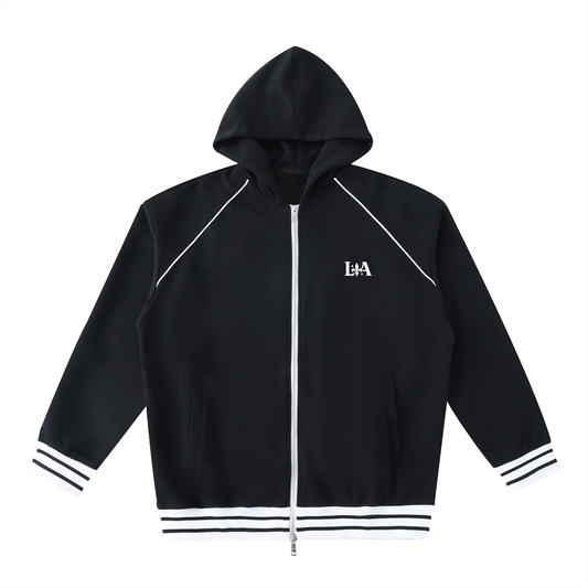 Unisex Striped Trim Zip-Up Hoodie (Multi-Color) | Ljiljan Atletika