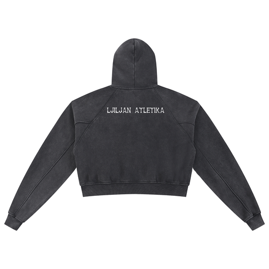 Women’s Snow Washed Cropped Hoodie – Dark Harvest Drop | Ljiljan Atletika