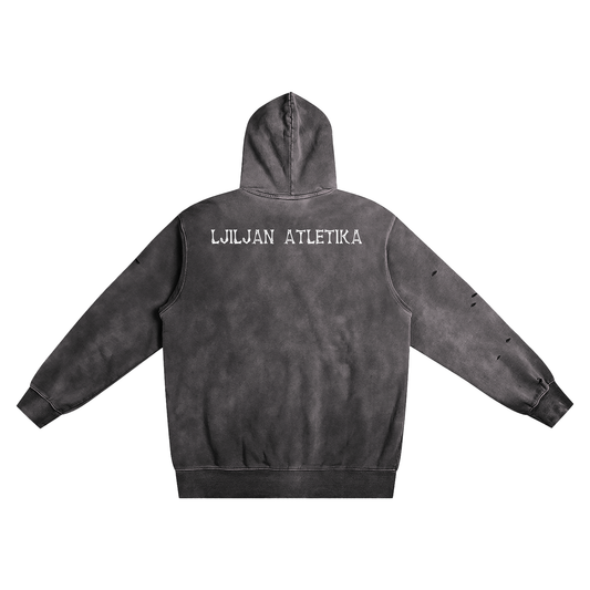 Unisex Distressed Vintage Wash Hoodie – Dark Harvest Drop | Ljiljan Atletika