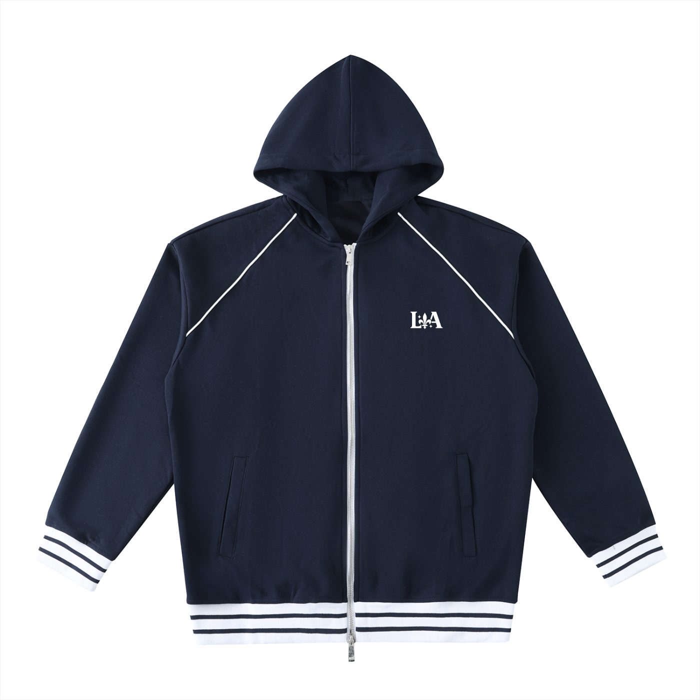 Unisex Striped Trim Zip-Up Hoodie (Multi-Color) | Ljiljan Atletika